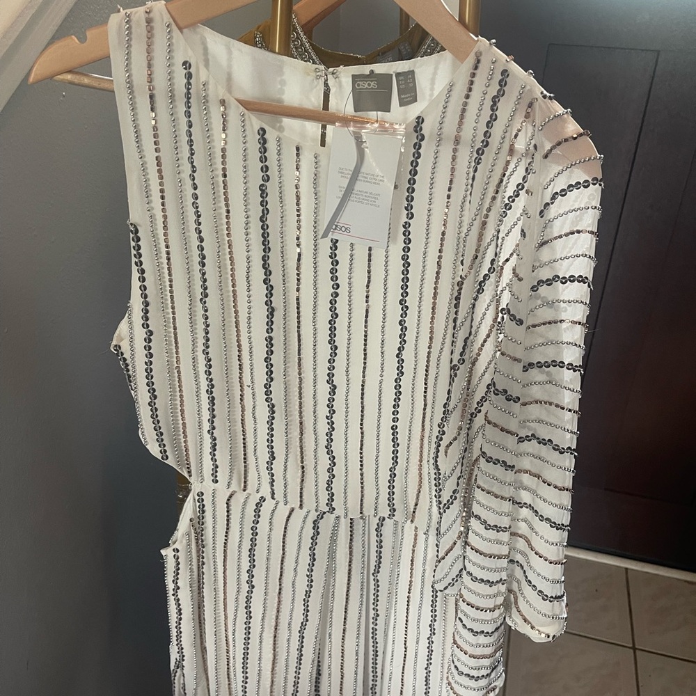 ASOS Black and White One Shoulder Sheath Dress